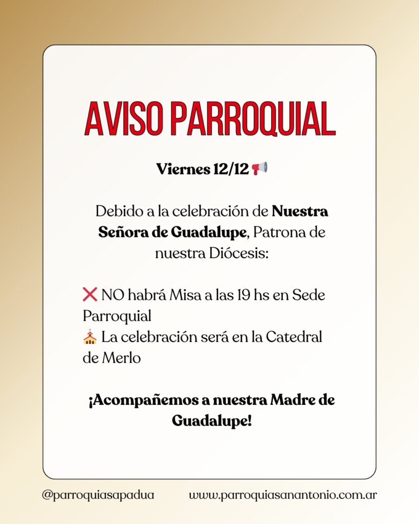 Aviso importante: Viernes 12/12 📢